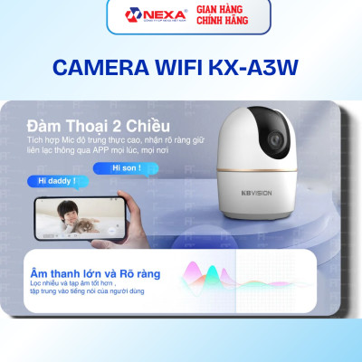 [Tặng thẻ nhớ] Camera Wifi Thông Minh KBVISION KX-A3W Xoay 360 Độ, 3MP, Đàm Thoại 2 Chiều, Hàng Chính Hãng Bảo Hành 24 Tháng