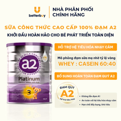 Sữa a2 Milk a2 Platinum Số 3 Lon 900g