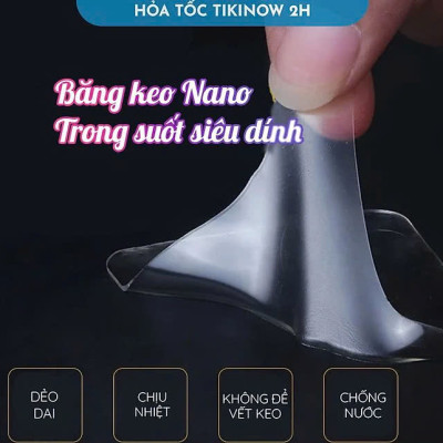 Băng Keo 2 Mặt Nano Đỏ Cường Lực Trong Suốt Siêu Dính, Chịu Nhiệt, Chống Nước Rộng 20mm x 3 mét