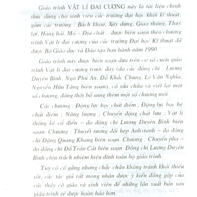 Vật Lí Đại Cương  - Tập Một: Cơ-Nhiệt (Dùng Chung Các Trường Đại Học Khối Kĩ Thuật Công Nghiệp) - Tái bản lần thứ 26 năm 2023