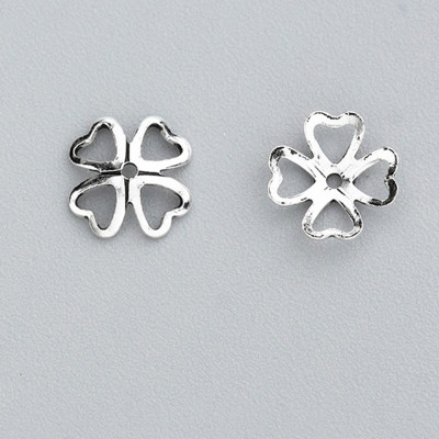 Combo 14 cái charm bạc chụp hạt, bọc hạt họa tiết cỏ 4 lá - Ngọc Quý Gemstones