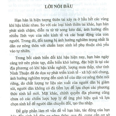Đánh Giá Ảnh Hưởng Của Hạn Hán Đến Sinh Kế Dân Cư Nông Thôn Tỉnh Ninh Thuận (Sách Chuyên Khảo)