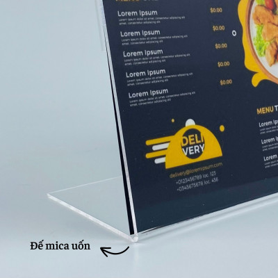 Kệ mica 1 mặt Enter F02-L 210x150mm A5 ngang, Kệ menu chữ L, Khung thông tin sản phẩm, Khung bảng giá, Kệ trưng bày để bàn