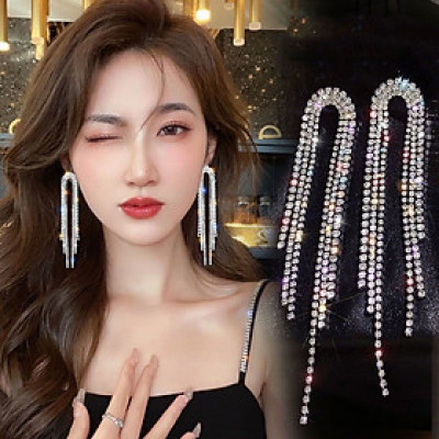 Bông tai dáng dài đính đá cao cấp