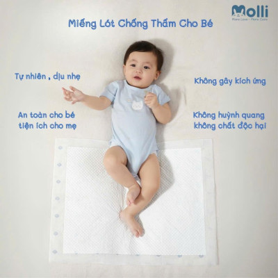 [Bán Lẻ] TẤM LÓT CHỐNG THẤM MOLLI DÙNG 1 LẦN CHO MẸ SAU SINH VÀ BÉ SƠ SINH, TẤM LÓT THAY TÃ