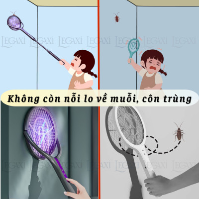 Vợt Diệt Muỗi Trên Cao - Cán Kéo Dài - Đập Muỗi Trần Nhà, Vách Tường, Không Cần Ghế - Đèn Uv Thu Hút Muỗi Tự Động - Vợt Bắt Muỗi, Côn Trùng Hiệu Quả - Đèn UV Thu Hút Và Diệt Muỗi Tự Động