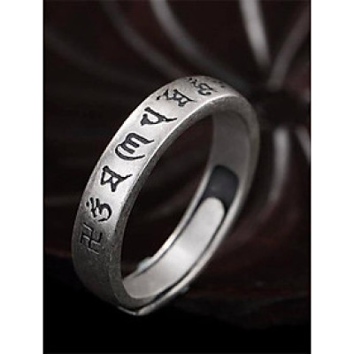 Nhẫn bạc S990 khắc Lục Tự Đại Minh Chân Ngôn bằng tiếng Phạn NN150