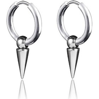 Bộ 2 bông tai nam khoen tròn mũi nhọn idol Kpop