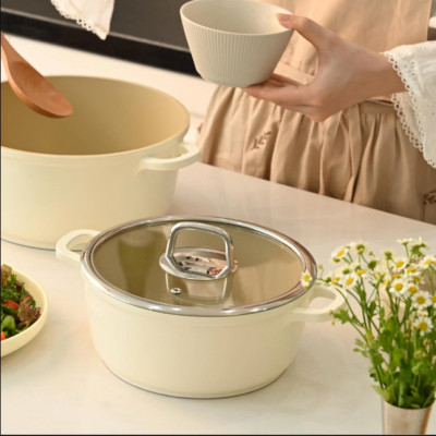 Nồi Phủ Gốm Chống Dính Đáy Từ Haatz Size 20cm - Công Nghệ Hàn Quốc, Dùng Mọi Loại Bếp - Bảo Hành 2 Năm