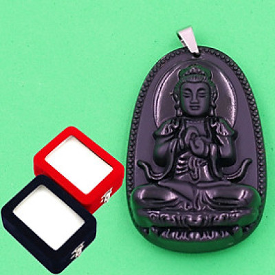 Mặt dây chuyền Như lai Đại nhật đen 3.6 cm kèm hộp nhung