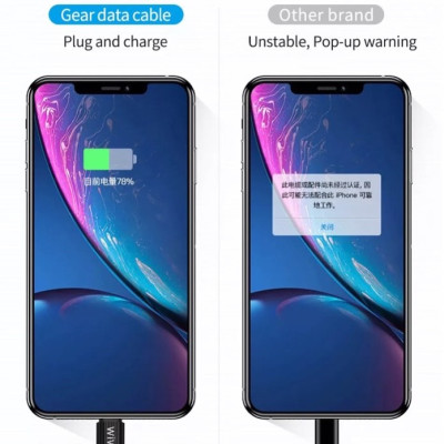 Cáp Wiwu Gear Charging & Sync Cable 2.4A 1.2M G20 cho các thiết bị sạc Type-C, hỗ trợ sạc nhanh, chống rối - Hàng chính hãng