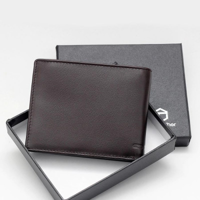 Ví da bò nam cao cấp AT Leather 061 (11.5 x 10.5 cm) - Nâu