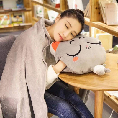 Bộ chăn gối ngủ văn phòng hình  mèo chibi 3 in 1, mẫu ngẫu nhiên-  hàng chính hãng