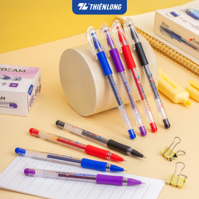 Combo 5/10/20 Bút Gel Thiên Long GEL-08 ngòi 0.5mm mực xanh đỏ đen tìm có nắp đậy, đệm cầm tay phù hợp cho học sinh