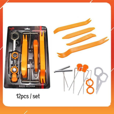 Bộ dụng cụ tháo lắp nội thất 12 món, đồ nhựa cho xe ô tô