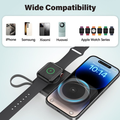 Pin dự phòng Choetech B695 Mag.safe 3 in 1 Công Suất 22.5W tích hợp thêm dây cáp sạc Light.ning và Type C (Hàng chính hãng)