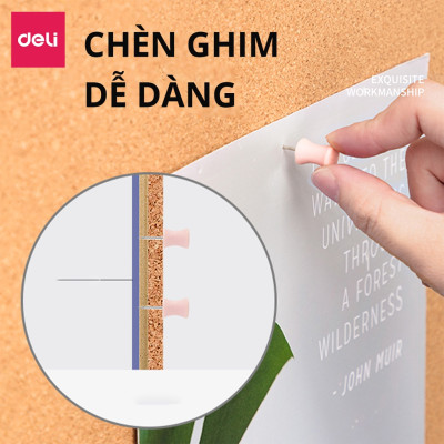 Bảng Ghim Lie Gỗ Bần Khung Gỗ Kết Hợp Bảng Từ Trắng Bút Lông Deli - Treo Dán Tài Liệu Bảng Note Treo Tường Dán Ghi Chú Thông Báo Tranh Ảnh Tặng Kèm Phụ Kiện - Nhiều kích cỡ