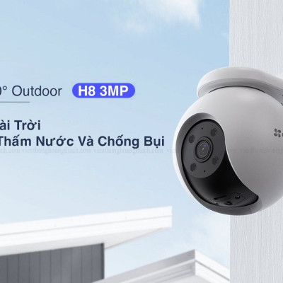 Camera Wifi EZVIZ H8 Pro 2K 3MP Siêu Nét - Xoay 360 Độ Ngoài Trời, Đàm thoại 2 Chiều - Hàng Chính Hãng
