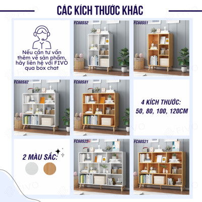 Tủ Kệ Sách Gỗ Đẹp Hiện Đại Đa Tầng FIVO Mã FB60 Chất Liệu Gỗ MDF Phủ Melamine Chống Thấm Bề Mặt, Dễ Dàng Lắp Ráp Có Kèm Tấm Lưng (Kích Thước 100x24x107cm)