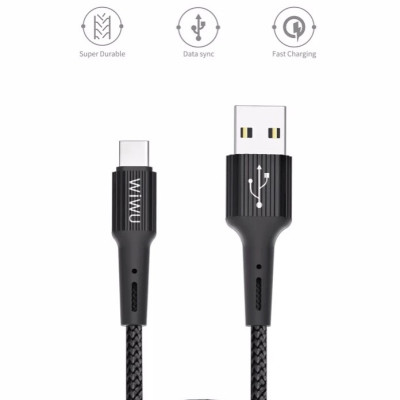 Cáp Wiwu Gear Charging & Sync Cable 2.4A 1.2M G20 cho các thiết bị sạc Type-C, hỗ trợ sạc nhanh, chống rối - Hàng chính hãng
