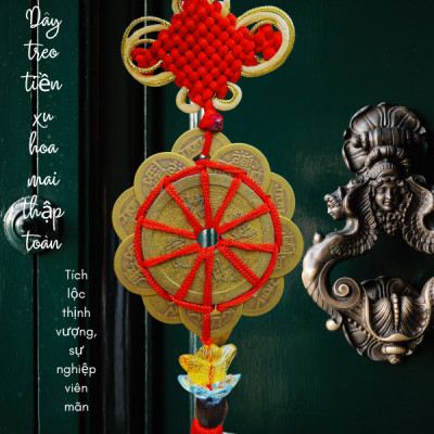 Dây treo tiền xu hoa mai thập toàn NHASAN Tích lộc thịnh vượng, sự nghiệp viên mãn