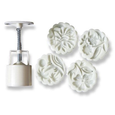 Khuôn trung thu lò xo 4 mặt hình tròn bãi biển mùa hè loại 50 gram – Mã số 1904