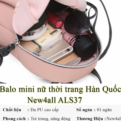 Balo mini nữ thời trang cá tính, năng động New4all ALS37 kiểu dáng Hàn Quốc