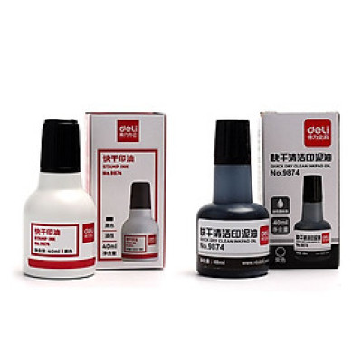 Mực Dấu chai 40ml Deli 7521/9874 Dùng cho dấu nhảy, khay chứa mực chấm ngoài, lăn tay