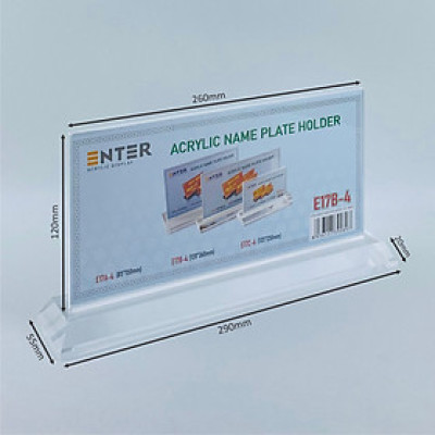 Kệ mica 2 mặt Enter E17B LR 12x26cm, đế mica 5.5x29cm dày 20mm vát 4 cạnh