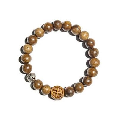 Vòng trầm hương charm chữ hỉ và mặt trầm chữ vạn cao cấp Udumbara