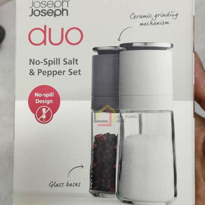 Set đựng muối tiêu Joseph Joseph Grey – JJ Duo No-spill Salt & Pepper Set (Grey)