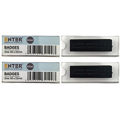 Phôi thẻ tên mica Enter BT042 65x22mm gắn nam châm N010 (10,100) - Bịch (10)