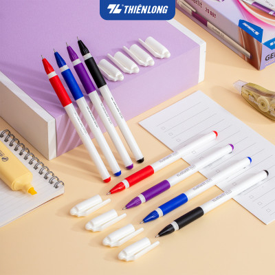 Combo 5/10/20 Bút Gel Thiên Long GEL-012 ngòi 0.5mm mực xanh đỏ đen tím có đệm cầm tay mềm đầu bi cao cấp