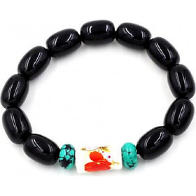 Vòng tay chuỗi hạt thạch anh đen bầu 10mm MSA112 (140mm)