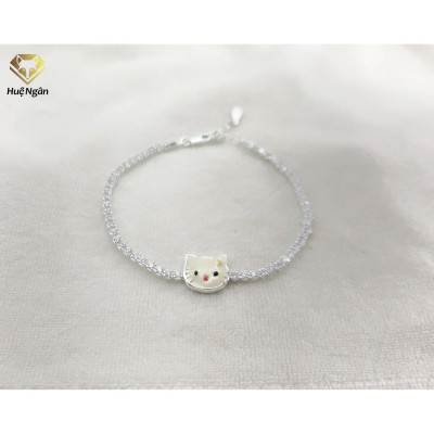 Lắc tay bạc 925 Huệ Ngân - Mèo Con Đáng Yêu X4