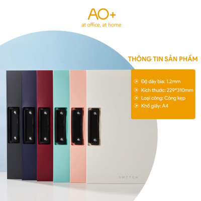 Bìa kẹp tài liệu trình ký ngang nhựa PP, A4, thương hiệu AO+