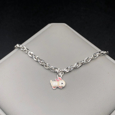 Vòng , Lắc Tay Chân Cho Bé Bạc Ta S99 Dây Xoắn Kép Mix Thỏ Dễ Thương BẠC HIỂU MINH LTE534