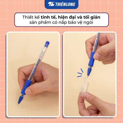 Combo 5/10/20 Bút Gel Thiên Long GEL-08 ngòi 0.5mm mực xanh đỏ đen tìm có nắp đậy, đệm cầm tay phù hợp cho học sinh