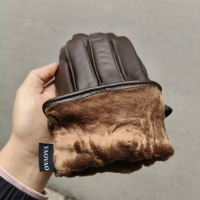 Găng tay nam da cừu cao cấp BHY8715 Bao da lái xe, lót lông, giữ ấm tốt, cản gió. Bảo vệ đôi tay