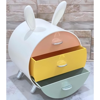 Kệ Đựng Mỹ Phẩm 3 Ngăn Hộp Đựng Phụ Kiện Bông Tai Hình Tai Thỏ Đa Năng Tiện Lợi
