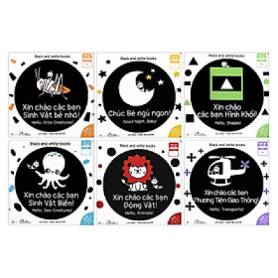 Ehon Kích Thích Thị Giác - Song Ngữ - Black and White Books - Combo Bộ 6 Quyển (Bé 0-3 Tuổi)