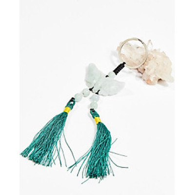 Móc khóa phong thủy đá cẩm thạch phỉ thúy hình bướm 12cm mệnh hỏa , mộc - Ngọc Quý Gemstones