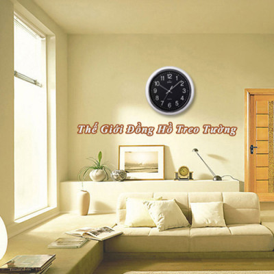 Đồng Hồ Treo Tường KIM TRÔI EASTAR Cao Cấp Mặt Tròn Viền Bạc Kim Tuyến - Mặt số in Nổi 3D - Máy Kim trôi – Kèm Pin Maxell