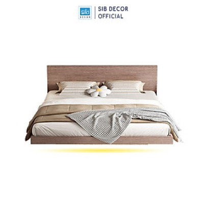 Giường Ngủ Tatami Tối Giản Hiện Đại Màu Walnut Có Đèn LED SIB Decor GN32