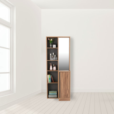 Bàn trang điểm đa năng CO-SPENCER gỗ công nghiệp nâu tự nhiên, kết hợp tủ và kệ 5 tầng | Index Living Mall - Phân phối độc quyền tại Việt Nam | Nhập khẩu Thái Lan