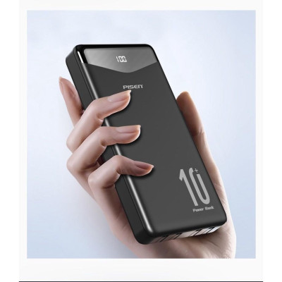 Sạc dự phòng PISEN Digital D109-D-1 10000mAh kèm cáp Type-C, L, Micro, tương thích mọi thiết bị (LS-DY53), Hàng chính hãng