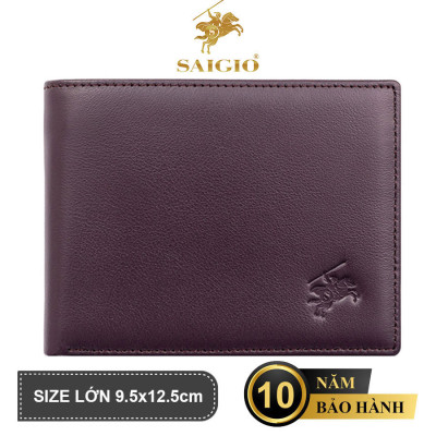 Ví Nam Cao Cấp, Da Bò NAPA Láng Mịn, Mỏng Nhẹ, Size Lớn, Kiểu Cổ Điển Tinh Tế - Sang Trọng, Dáng Ngang - Gập 2, Ngăn Đựng Tiền Có Khóa Kéo, Nhiều Ngăn Để Giấy Tờ Tiện Dụng - Hàng Chính Hãng SAIGIO