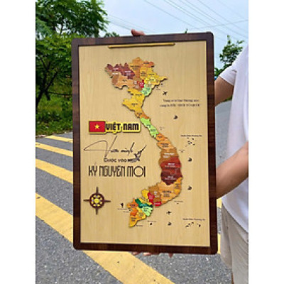 [KOSUYTU] Bản Đồ Việt Nam Bằng Gỗ - 34 Tỉnh Thành Mới – KT 40 x 60 CM