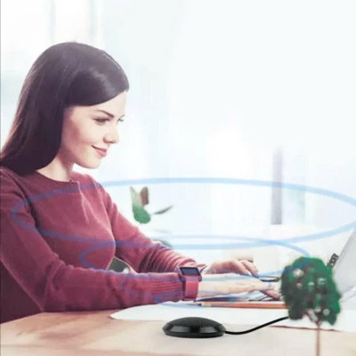 Micro thu âm đa hướng 360 độ để bàn dùng cho họp hội nghị trực tuyến chân cắm USB có LED- hàng nhập khẩu