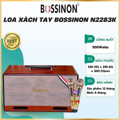 LOA BOSSINON N2283K (THÙNG SƠN PU BÓNG) _Kích thước: 535 (W) x 295 (D) x 300 (H)mm _Nặng 14kg _Công suất: 500Watts- HÀNG CHÍNH HÃNG